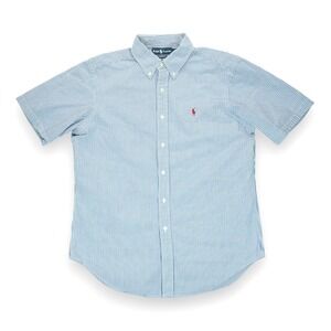 Vtg 90s‎ Ralph Lauren Mens L Classic Fit Short Sleeve Collared Button Down Shirt